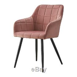 2PCS Pink Occasional Dining Chairs Velvet Armchairs Upholstered Lounge Office