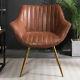 2pcs Retro Dining Chairs Distressed Pu Leather Upholstered Seat With Metal Legs