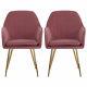 2pcs Soft Velvet Tub Upholstered Accent Chair Dining Chair Metal Legs Kitchen