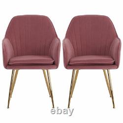 2PCS Soft Velvet Tub Upholstered Accent Chair Dining Chair Metal Legs Kitchen