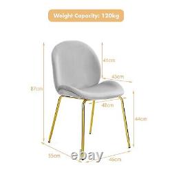 2PCS Velvet Accent Chair Upholstered Dining Chair Modern Makeup Vanity Chair
