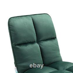 2PCS Velvet Dining Chairs Set Upholstered Seat Folding Back & Metal Legs Chair