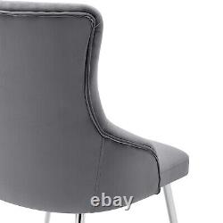 2Pc Dining Chairs Set Armchair Velvet Kitchen Dining Room Restaurant Office Grey
