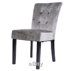 2Pcs Dining Chairs Armchair High Back Upholstered Fabric Wood Leg Grey New