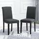 2pcs Dining Chairs High Back Dining Room Fabric Upholstered Rivets Dark Grey New