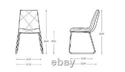 2Pcs Dining Chairs Stackable Office Chairs Brown Leathaire with Metal Legs