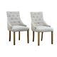 2pcs Fabric Upholstered Curved Button Tufted Accent Lounge Dining Chair Beige Uk