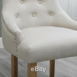 2Pcs Fabric Upholstered Curved Button Tufted Accent Lounge Dining Chair Beige UK