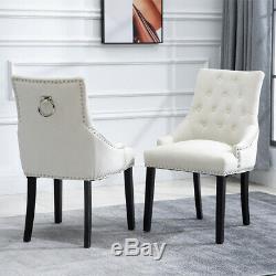 2Pcs Knocker Dining Chairs Accent Button Tufted Upholstered Studded Velvet Chair