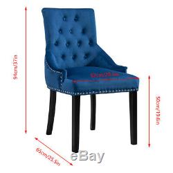 2Pcs Velvet Knocker Accent Button Tufted Dining Chair Upholstered Studded Chairs