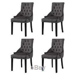 2Pcs Velvet Knocker Dining Chairs Accent Button Tufted Upholstered Studded Chair