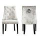 2x Crushed Velvet Upholstered Scoop Back Dining Chairs With Back Ring Kitchen