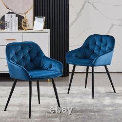2X Dining Chair Velvet Padded Seat Upholstered Kitchen Chair Home Office