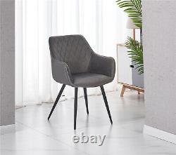 2X Dining Chairs Velvet Armchairs Upholstered Seat Metal Legs kitchen furniture