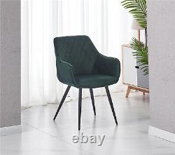 2X Dining Chairs Velvet Armchairs Upholstered Seat Metal Legs kitchen furniture