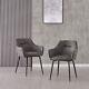 2x Dining Chairs Velvet Padded Seat Metal Leg Kitchen Chair Home Office Room