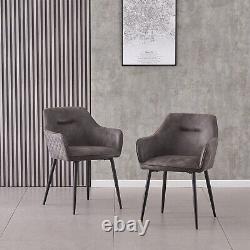 2X Dining Chairs Velvet Padded Seat Metal Leg Kitchen Chair Home Office Room