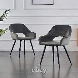 2X Dining Chairs Velvet Upholstered Seat Armchairs WithMetal Legs Home Kitchen