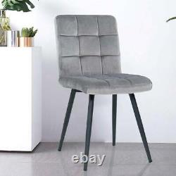 2X Grey Velvet Dining Chair Armchair Bedroom Living Room Upholstered Accent Seat