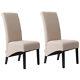 2x Tufted Scroll High Backrest Dining Chairs Wooden Leg Linen Fabric Upholstered