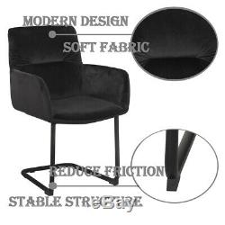 2X Upholstered Fabric Velvet Arm chair Swivel Dining Chairs Black Bedroom Office