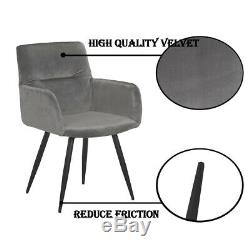 2X Upholstered Fabric Velvet Arm chair Swivel Dining Chairs Black Bedroom Office