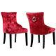 2x Upholstered Wing Button Crushed Velvet Dining Chairs Knocker Rivet Stud Chair