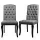 2/4modern Kitchen Dining Chairs Linen Fabric Padded High Back Button Tufted Seat