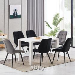 2/4PCS Dining Chairs Set Velvet Padded Seat Metal Legs Kitchen Chair Home Office
