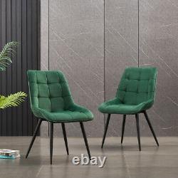 2/4PCS Dining Chairs Set Velvet Padded Seat Metal Legs Kitchen Chair Home Office