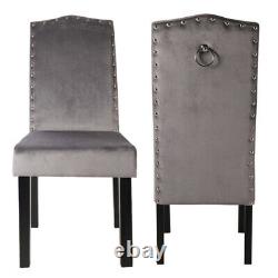 2/4Pc Velvet Dining Chairs Knocker Ring High Back Dining Room Upholstered Chairs
