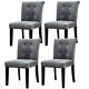2/4x Velvet Padded Dining Chairs Button Back Knocker Dinning Chair Wooden Legs