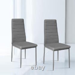 2/4/6PCS Dining Chairs Set Kitchen Room High Back Seat Chair Ribbed Faux Leather