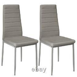 2/4/6PCS Faux Leather PU Dining Chairs Padded Seat Metal Leg Kitchen Restaurants
