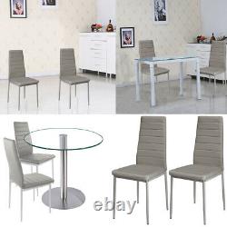 2/4/6PCS Faux Leather PU Dining Chairs Padded Seat Metal Leg Kitchen Restaurants