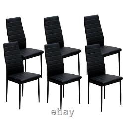 2/4/6PC High Back Faux Leather Dining Chairs Padded Seat Chrome Leg Home Kitchen