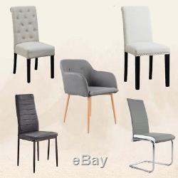 2/4/6Pcs Dining Chairs Armchair High Back Upholstered Fabric Metal Leg Grey New