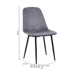 2/4/6Pcs Dining Chairs Set Grey Velvet Modern Side Chair Upholstered Dinner Seat