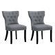 2/4/6pcs Dining Chairs Wing Back Upholstered Fabric Wood Legs Dining Room Gray