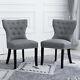 2/4/6pcs Dining Chairs Wing Back Upholstered Fabric Wood Legs Dining Room Gray