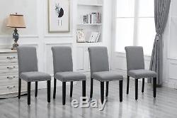 2/4/6Pcs Dining Room Grey Dining Chairs High Back Fabric Upholstered with Rivets