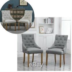 2/4/6Pcs Gray Curved Button Tufted Dining Chair Fabric Upholstered Accent Lounge