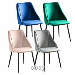 2/4/6Pcs Velvet Dining Chairs Side Chair Metal Legs Dining Room Kitchen Office