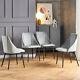 2/4/6pcs Velvet Dining Chairs Side Chair Metal Legs Dining Room Kitchen Office