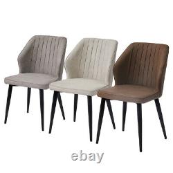 2/4/6X Retro Brown/ Grey Dining Chairs Faux Leather Kitchen Dining Room Metal UK