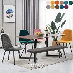 2 4 6 Dining Chairs Set Velvet Padded Seat Metal Legs Kitchen Chair Home Office