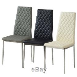 2 4 6 Faux Leather Dining Chairs Modern Grid Upholstered High Back Seat Kitchen