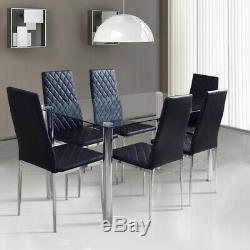 2 4 6 Faux Leather Dining Chairs Modern Grid Upholstered High Back Seat Kitchen