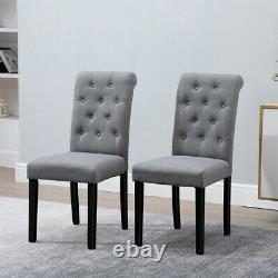2/4/6 Gray Button Tufted High Back Dining Chairs Fabric Dining Room Kitchen Home