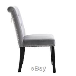 2 4 6 Grey Dining Chair Velvet Kitchen Upholstered Chair Wooden High Back Chair
